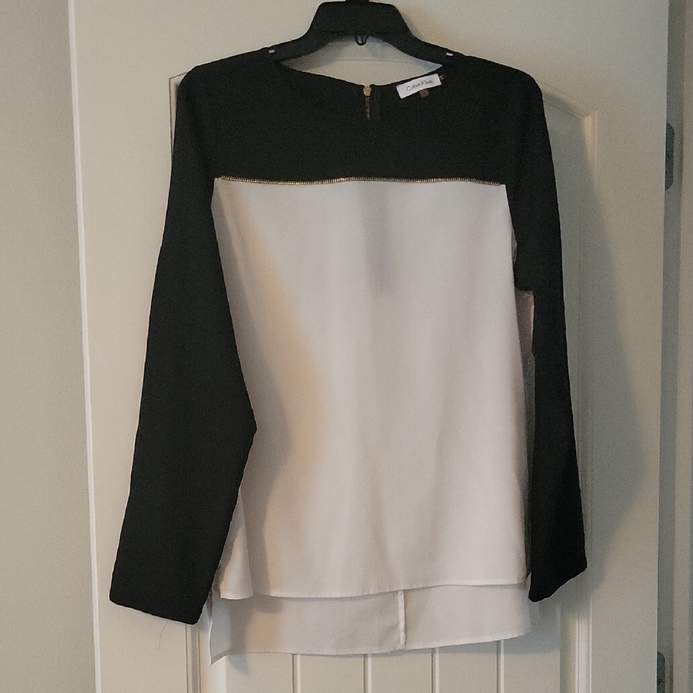 Calvin Klein Black and White Boxy Blouse
